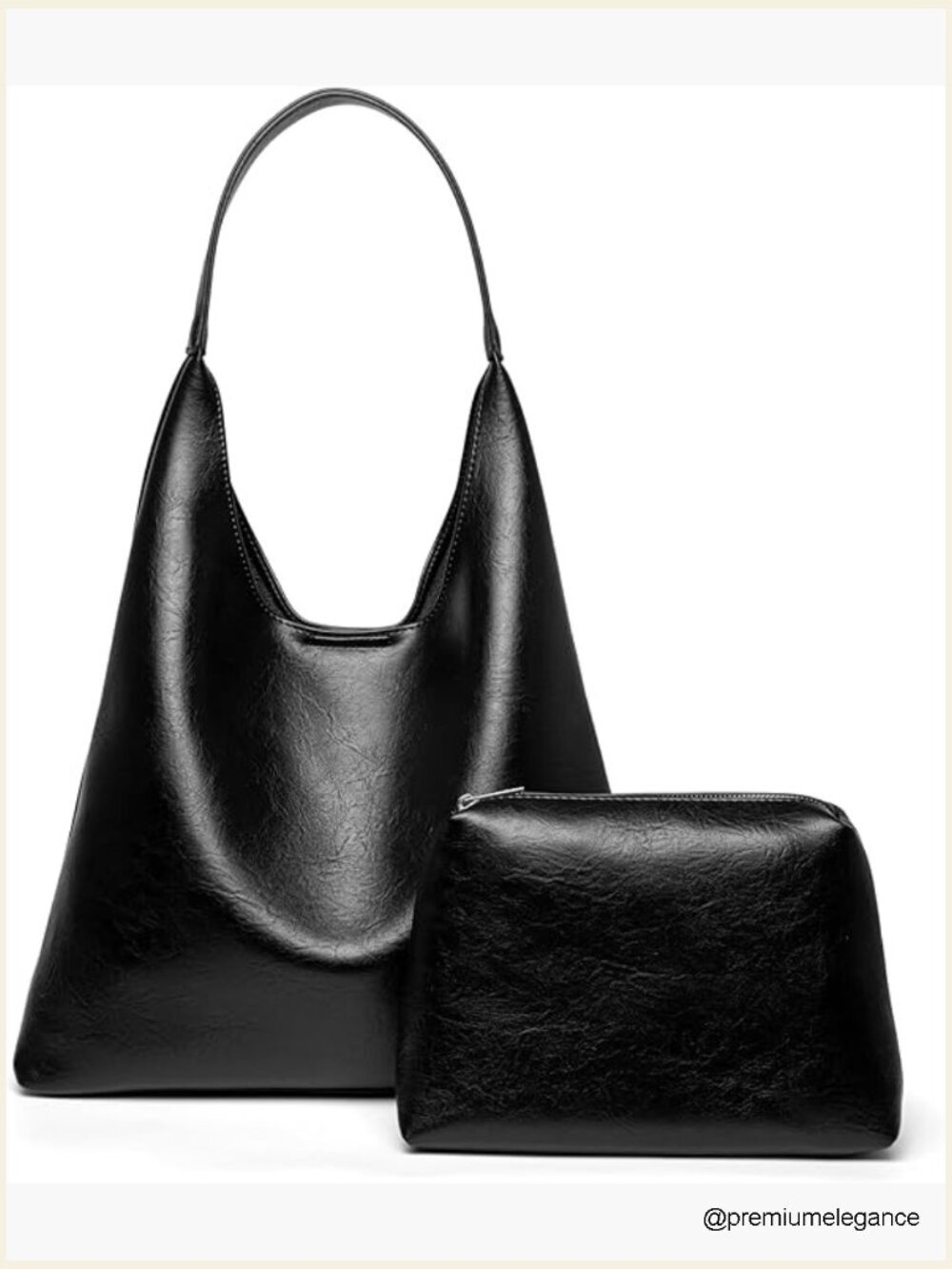 Large Soft Vegan Leather Hobo Tote Bag with Inner Pouch for Work Casual